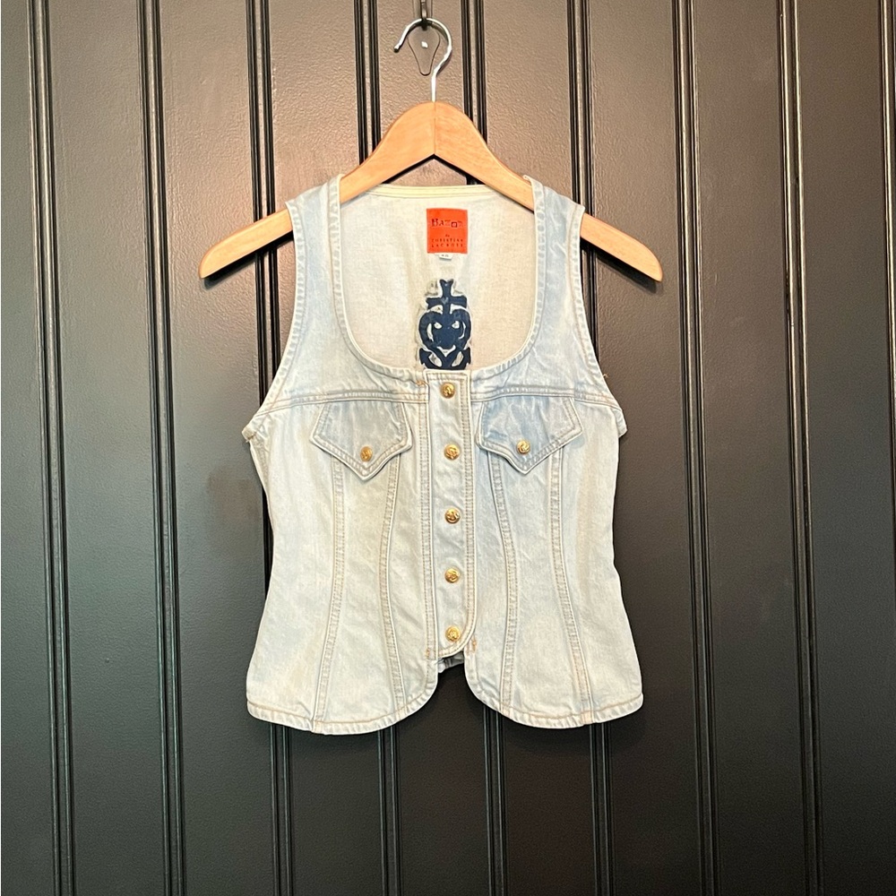 Vintage Christian Lacroix Denim Vest/Bustier with Gold Accents